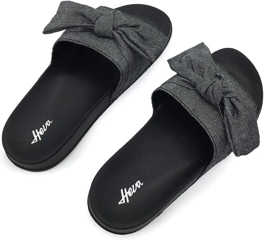 FUNKYMONKEY Women's Slides Sandals Bowknot Beach Casual Comfort Slippers