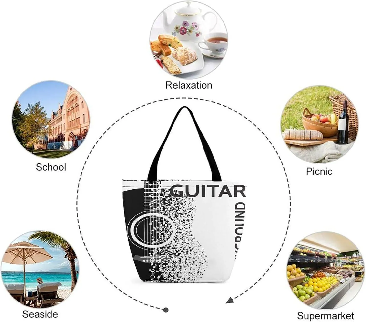 Funny Giraffe Flower Print Hobo Handbags With Zipper Women's Tote Handbags