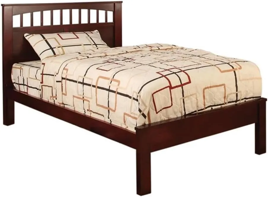 Furniture of America Victa Transitional Wood Platform Twin Bed in Cherry
