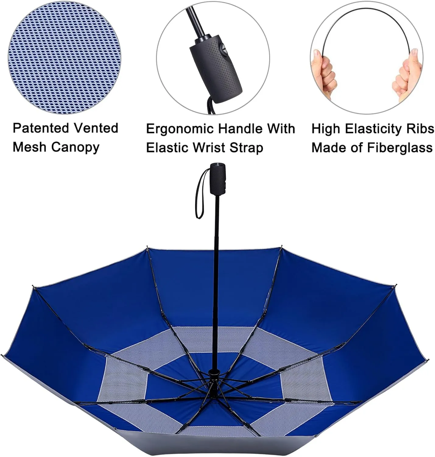 G4Free UPF 50  UV Protection Travel Umbrella 42/46 Inch Windproof Silver Coating Sun Blocking Umbrella