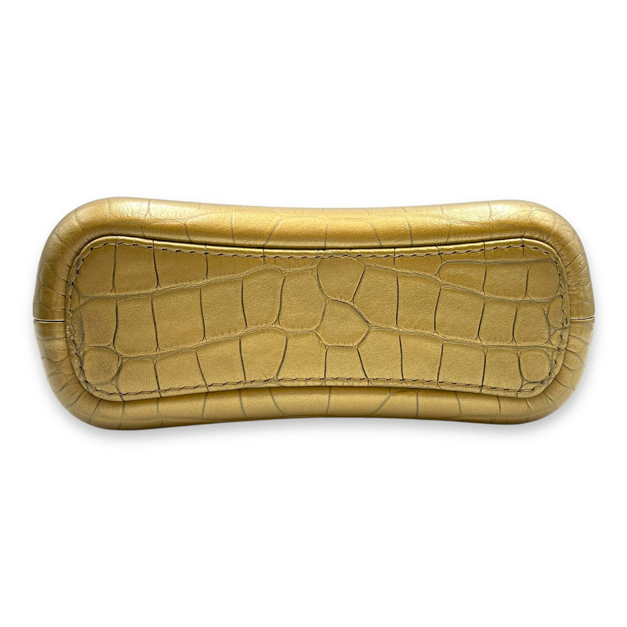 Gabrielle Small Gold Crossbody Bag in Croc Embossed Calf, 3-Tone hardware
