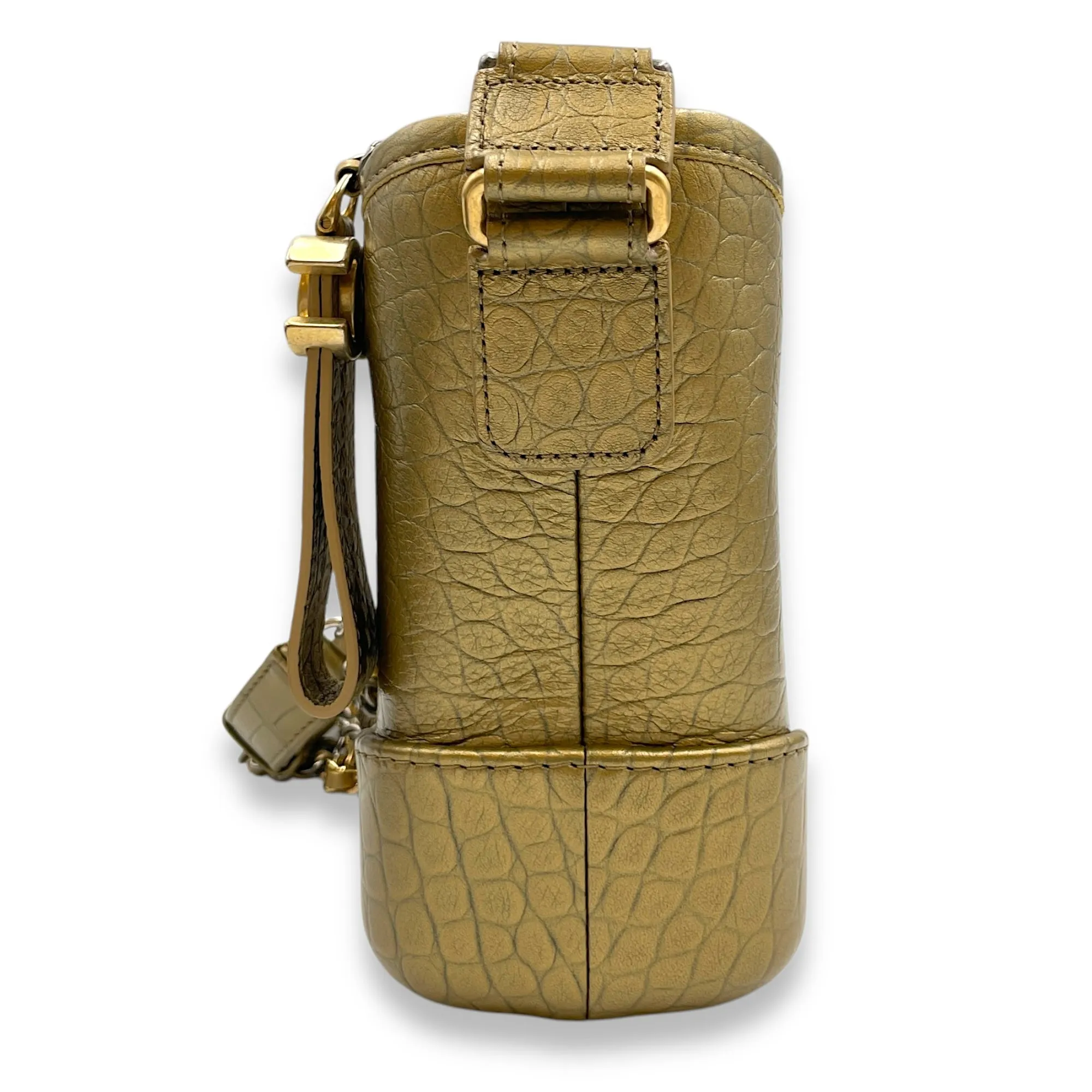 Gabrielle Small Gold Crossbody Bag in Croc Embossed Calf, 3-Tone hardware