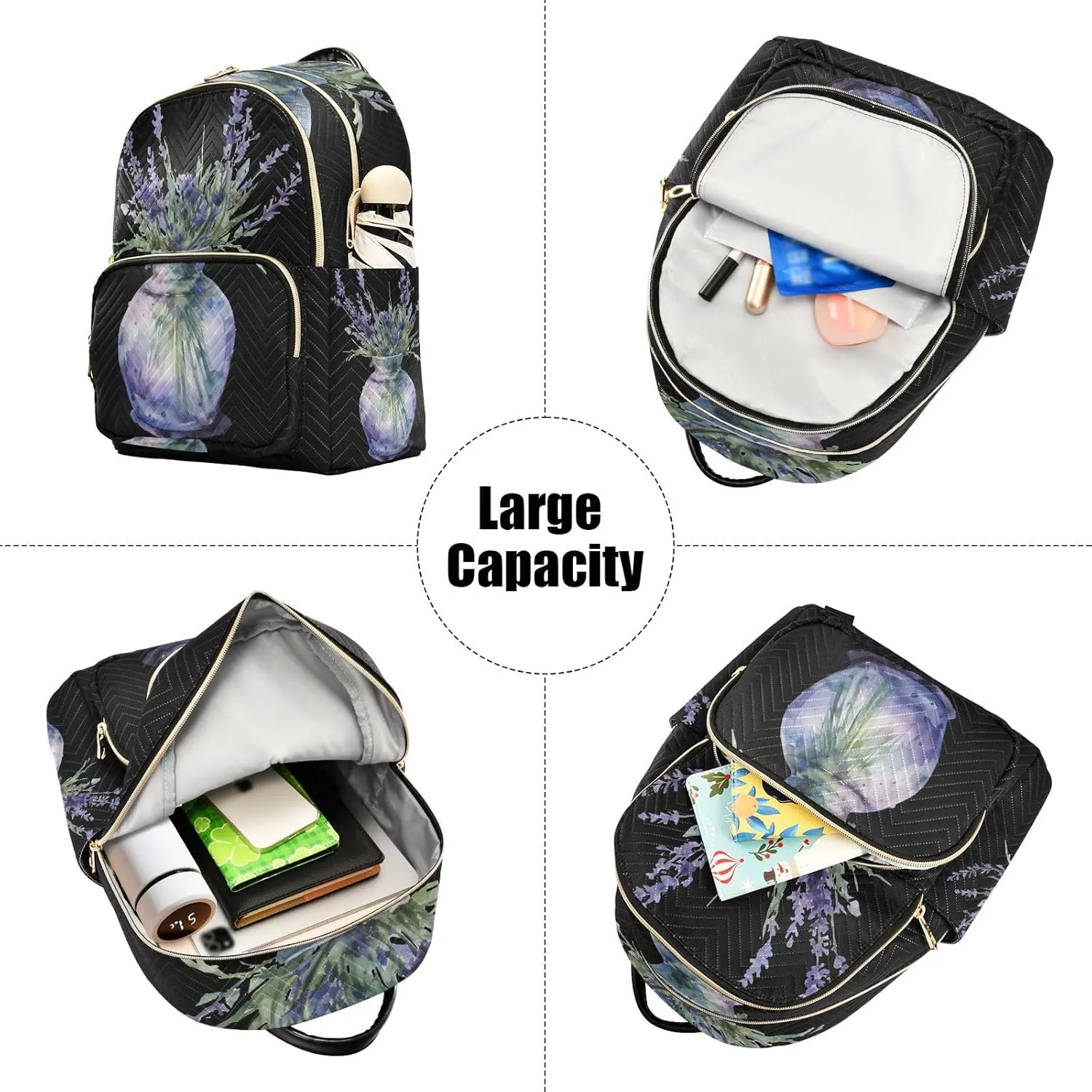 GAIGEO A Purple Tulip Vase Lightweight Backpack, Woman's Backpack, Women's Travel Backpack for Airplane, M