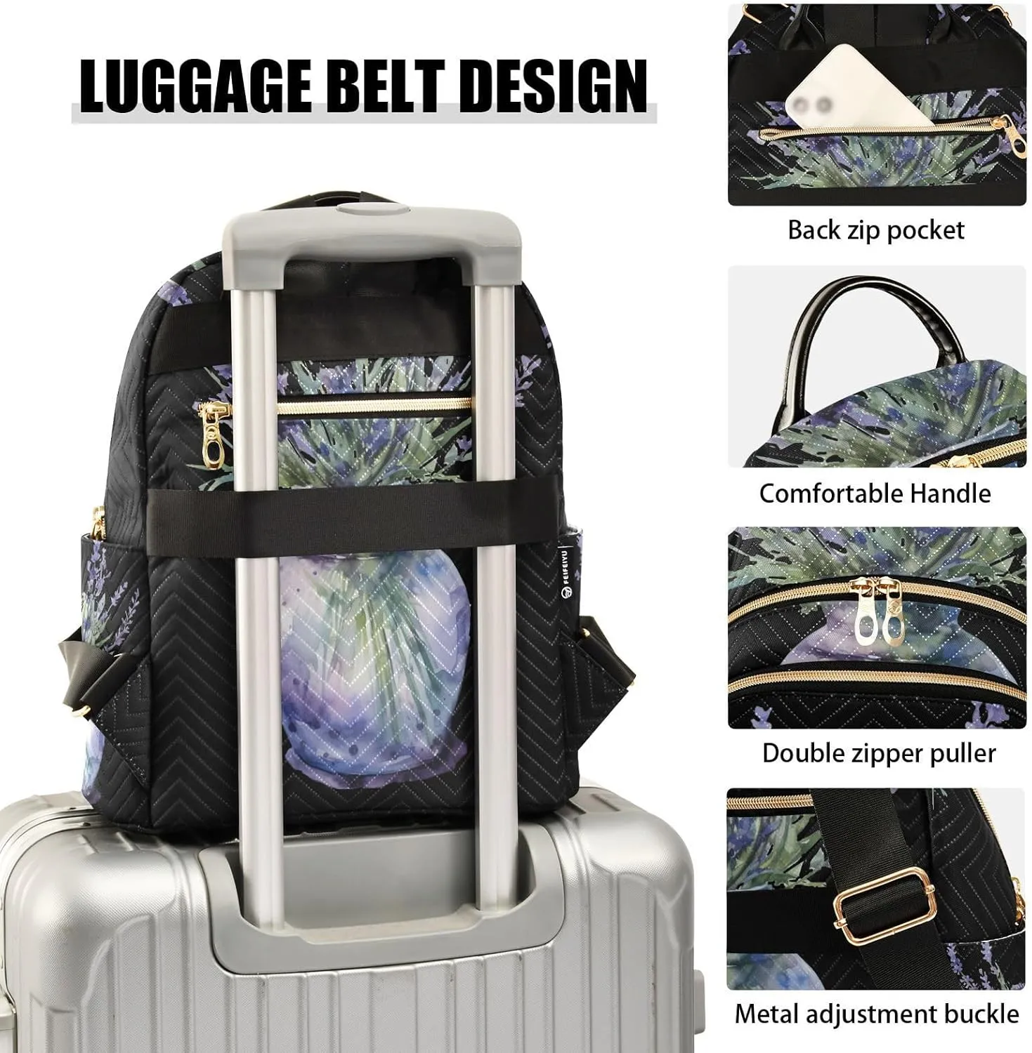 GAIGEO A Purple Tulip Vase Lightweight Backpack, Woman's Backpack, Women's Travel Backpack for Airplane, M
