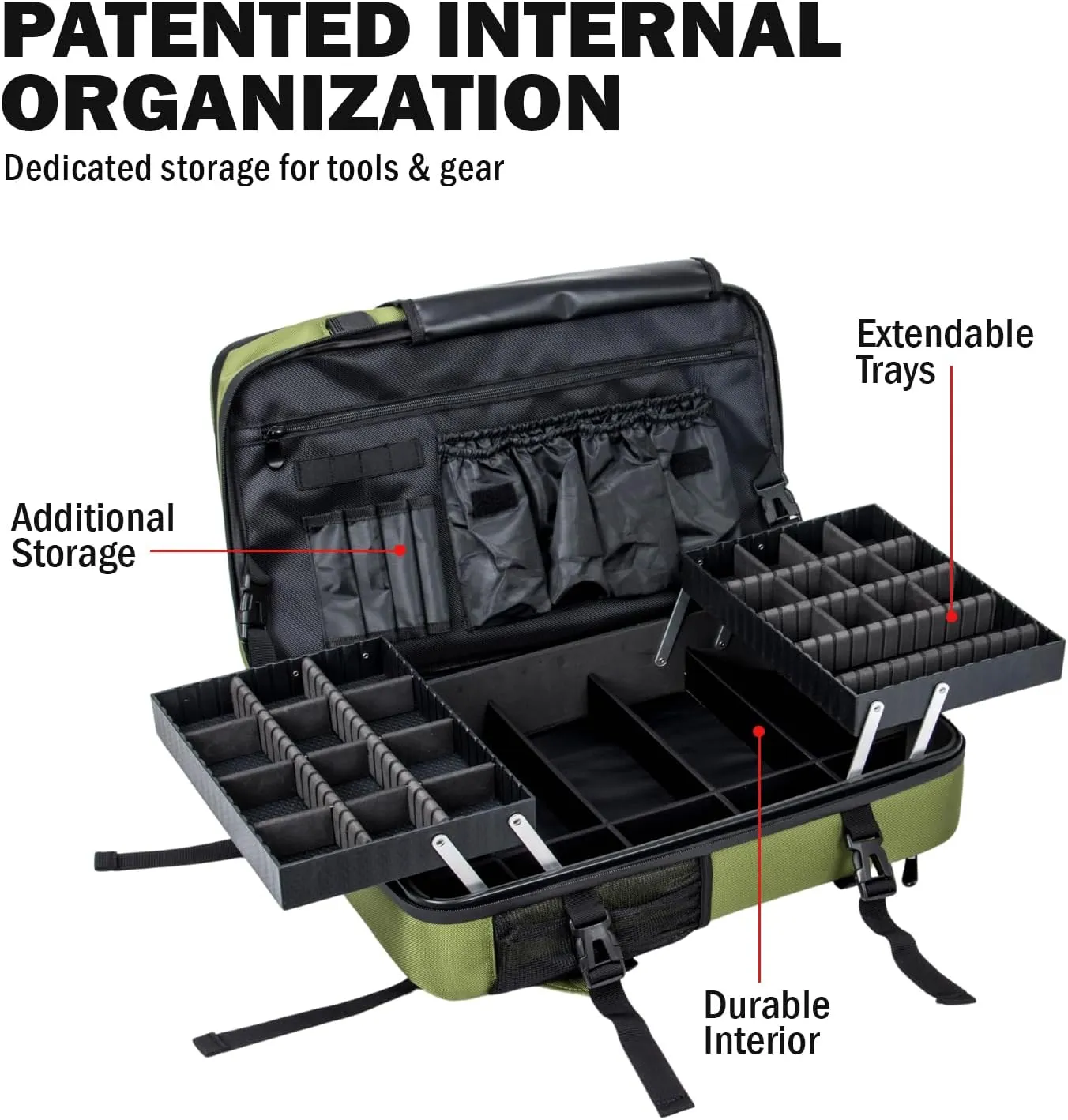 G&BPRO Full Size Backpack with Extending Tray System | All-in-one Mobile Workstation Travel Bag (Cali Green)