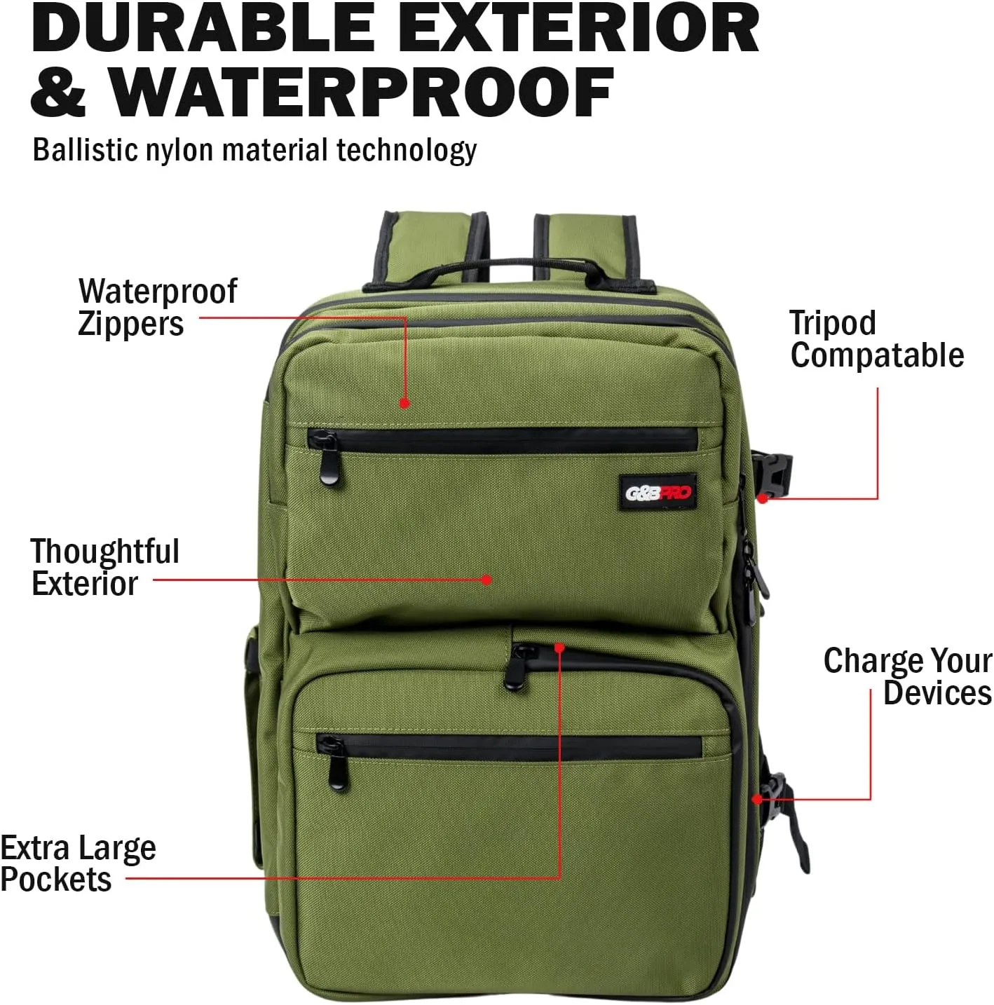 G&BPRO Full Size Backpack with Extending Tray System | All-in-one Mobile Workstation Travel Bag (Cali Green)