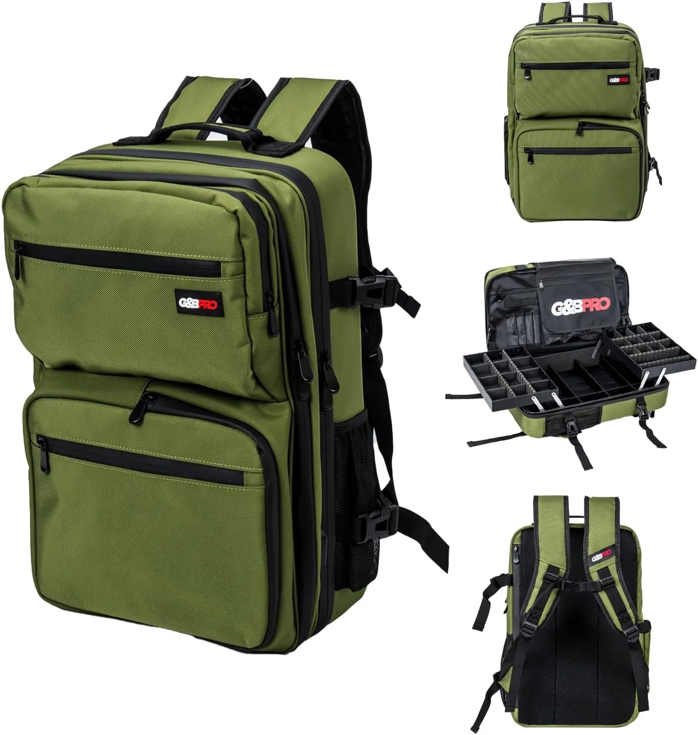 G&BPRO Full Size Backpack with Extending Tray System | All-in-one Mobile Workstation Travel Bag (Cali Green)