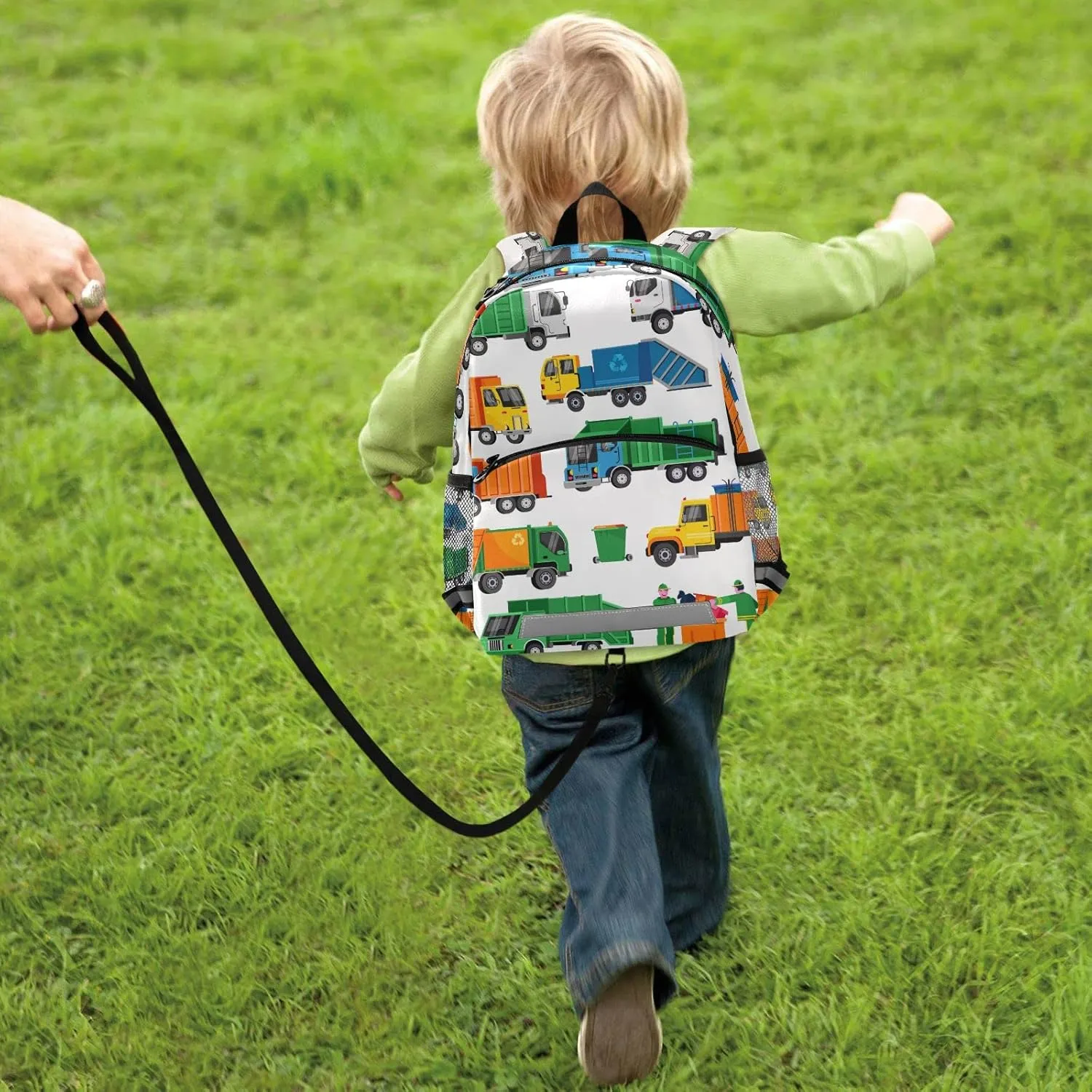 Garbage Truck Preschool Backpacks,Kid's Casual Travel Bookbag with Leash,Cute Toddler Backpacks for Boys and Girls