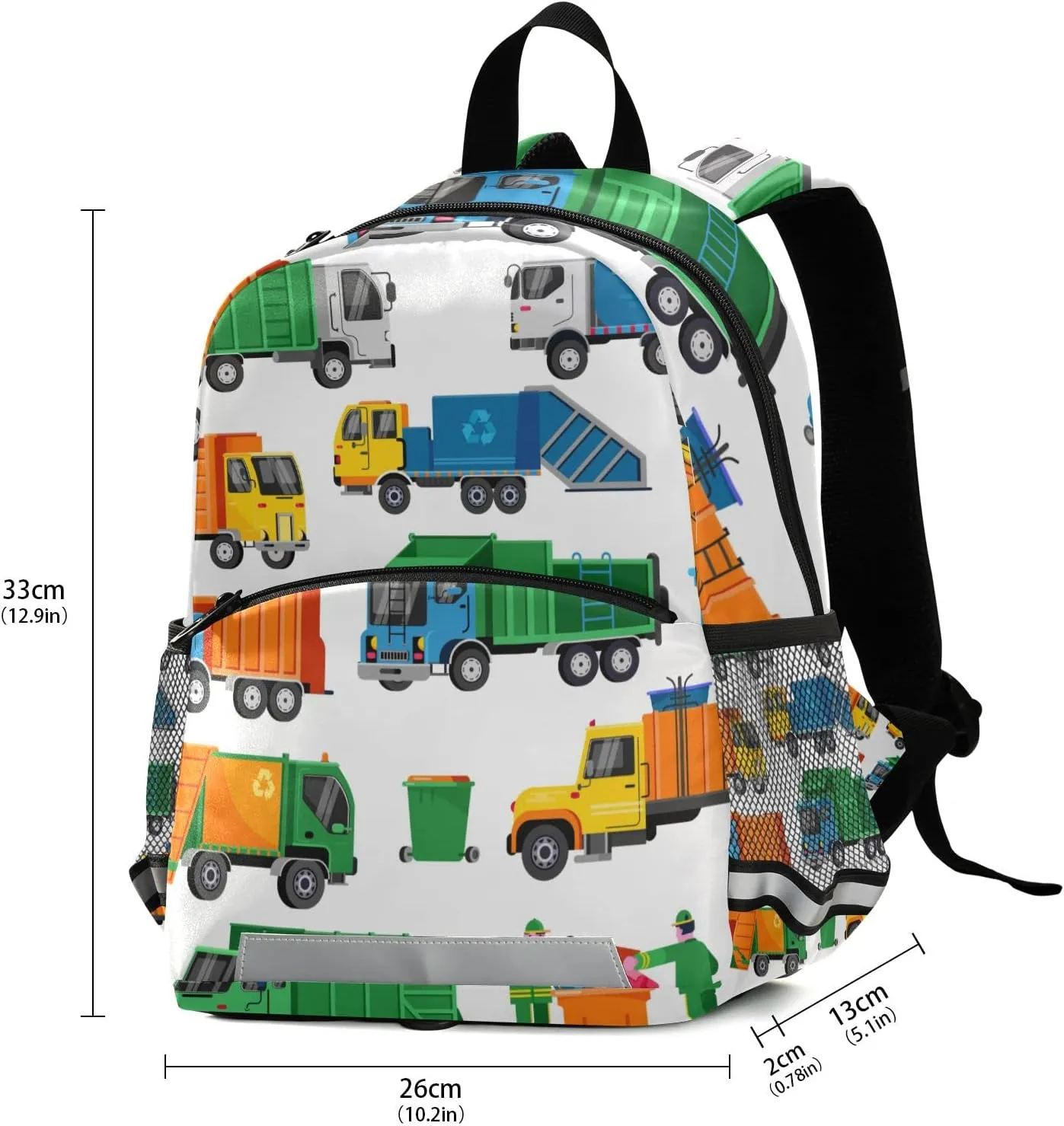Garbage Truck Preschool Backpacks,Kid's Casual Travel Bookbag with Leash,Cute Toddler Backpacks for Boys and Girls