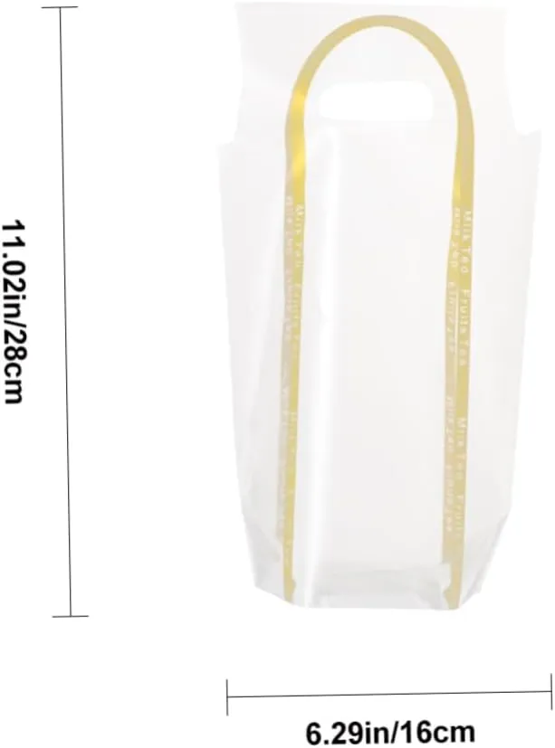 GARVALON 50pcs Pe Single Cup Handbags Milk Tea Coffee Juice Bags Strong Odorless Transparent