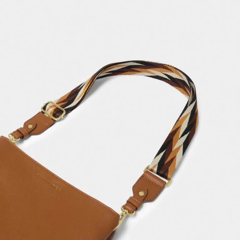 Geometric Canvas Strap In Cognac