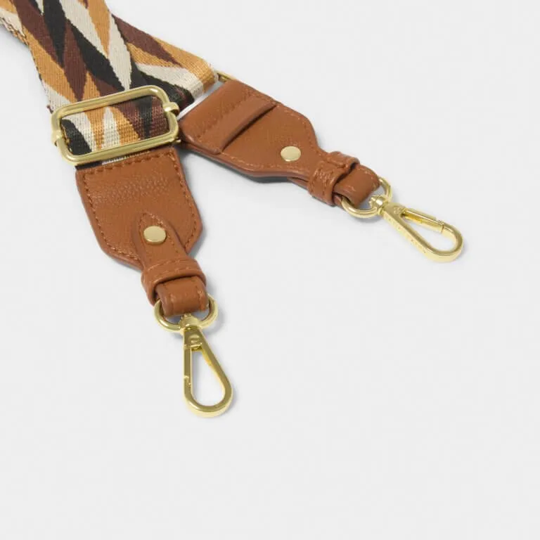 Geometric Canvas Strap In Cognac