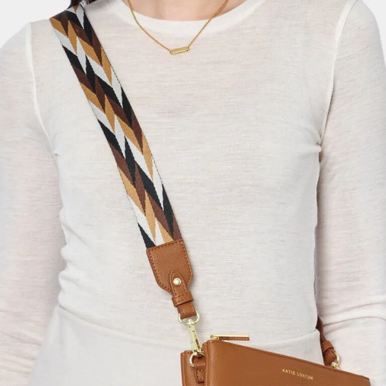 Geometric Canvas Strap In Cognac