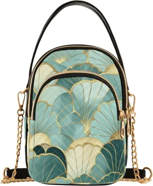 Geometric Green Abstraction trendy small crossbody purse with multi pockets handbag for mothers mariconera para mujer