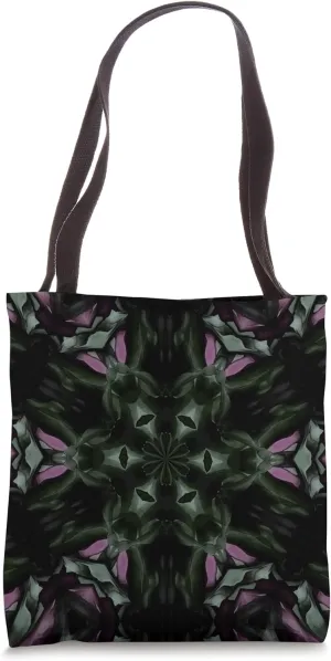 Geometric Hexagonal Mandala Pattern Green Pink Tote Bag