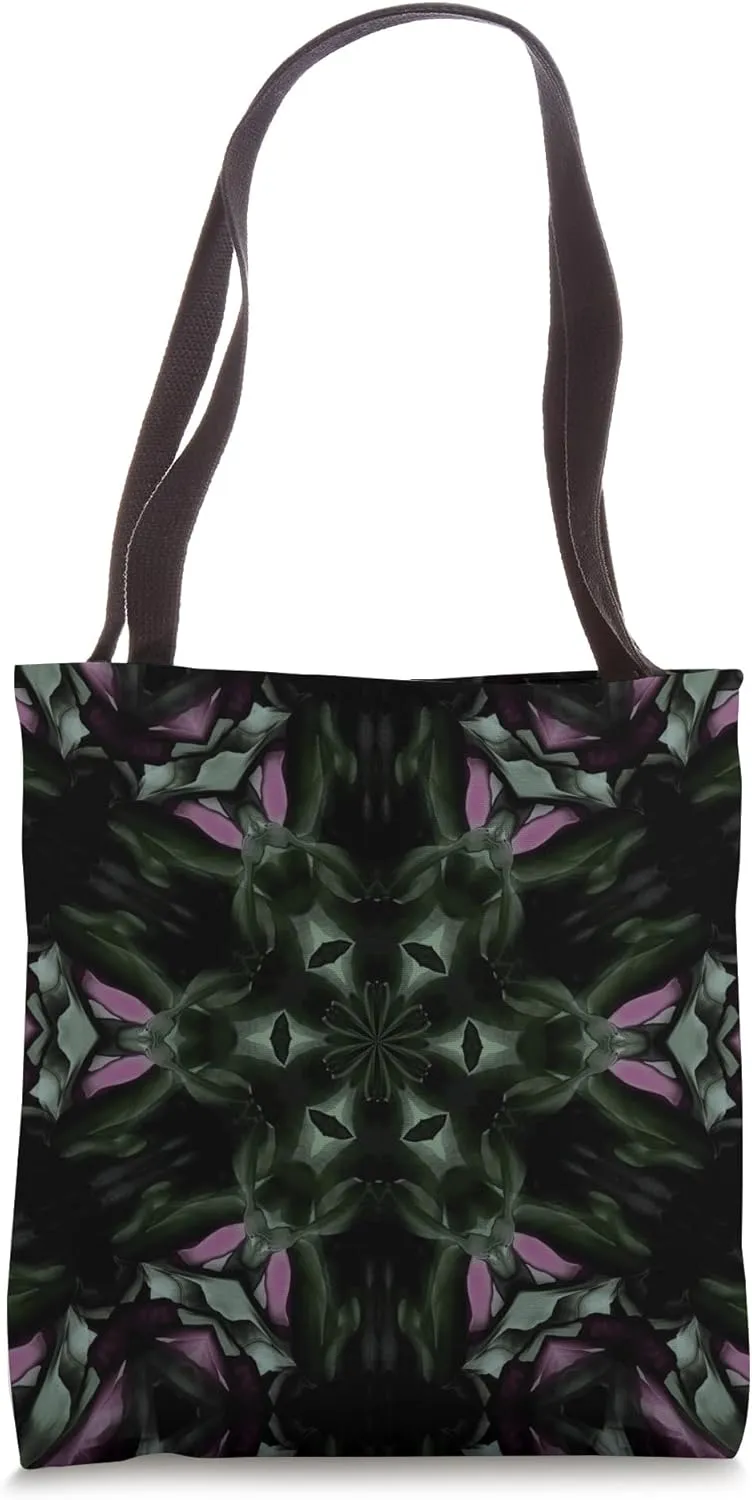 Geometric Hexagonal Mandala Pattern Green Pink Tote Bag