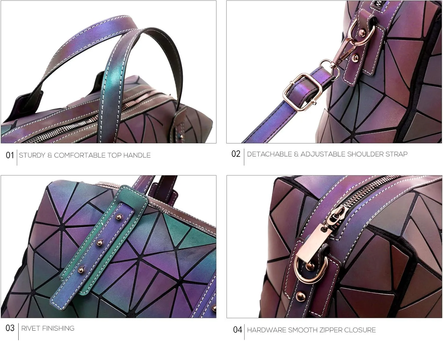 Geometric Luminous Purses Handbags Holographic Crossbody Shoulder Bag