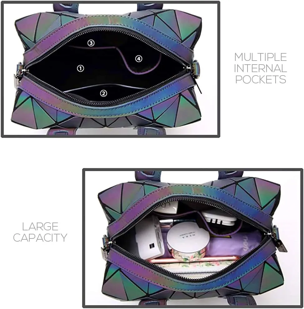 Geometric Luminous Purses Handbags Holographic Crossbody Shoulder Bag