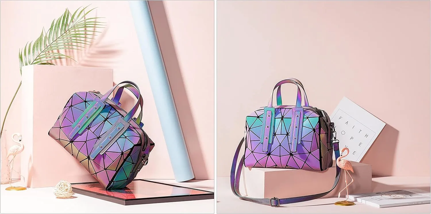 Geometric Luminous Purses Handbags Holographic Crossbody Shoulder Bag
