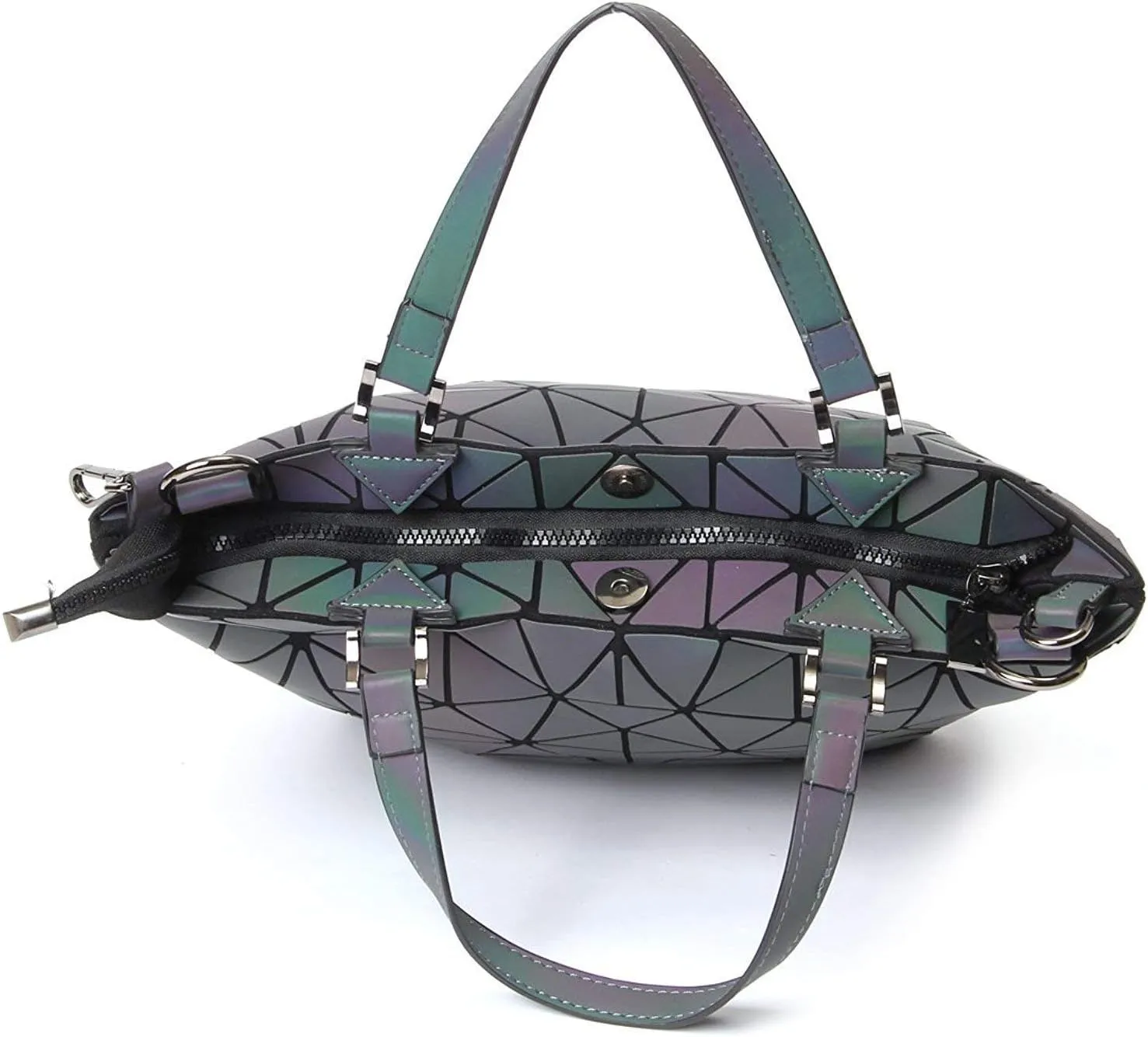 Geometric Purse Reflective Handbag Lattice Luminous Shoulder Bag Holographic Cross-Body Bag Geometry Lingge Purse for Women