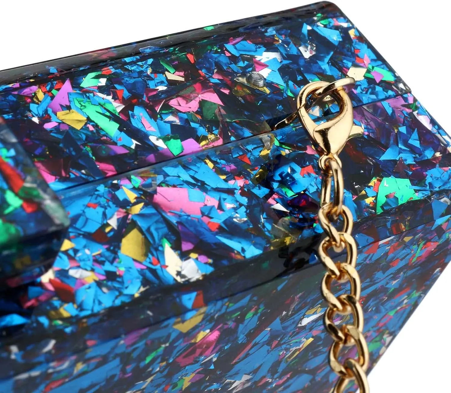 Gets Acrylic Purses and Handbags for Women Multicolor Perspex Geometric Patterns Box Clutch Banquet Evening Crossbody Handbag
