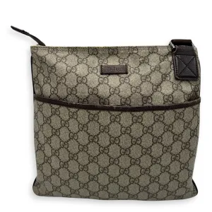 GG Supreme Brown Crossbody Bag in Coated Canvas, Silver hardware