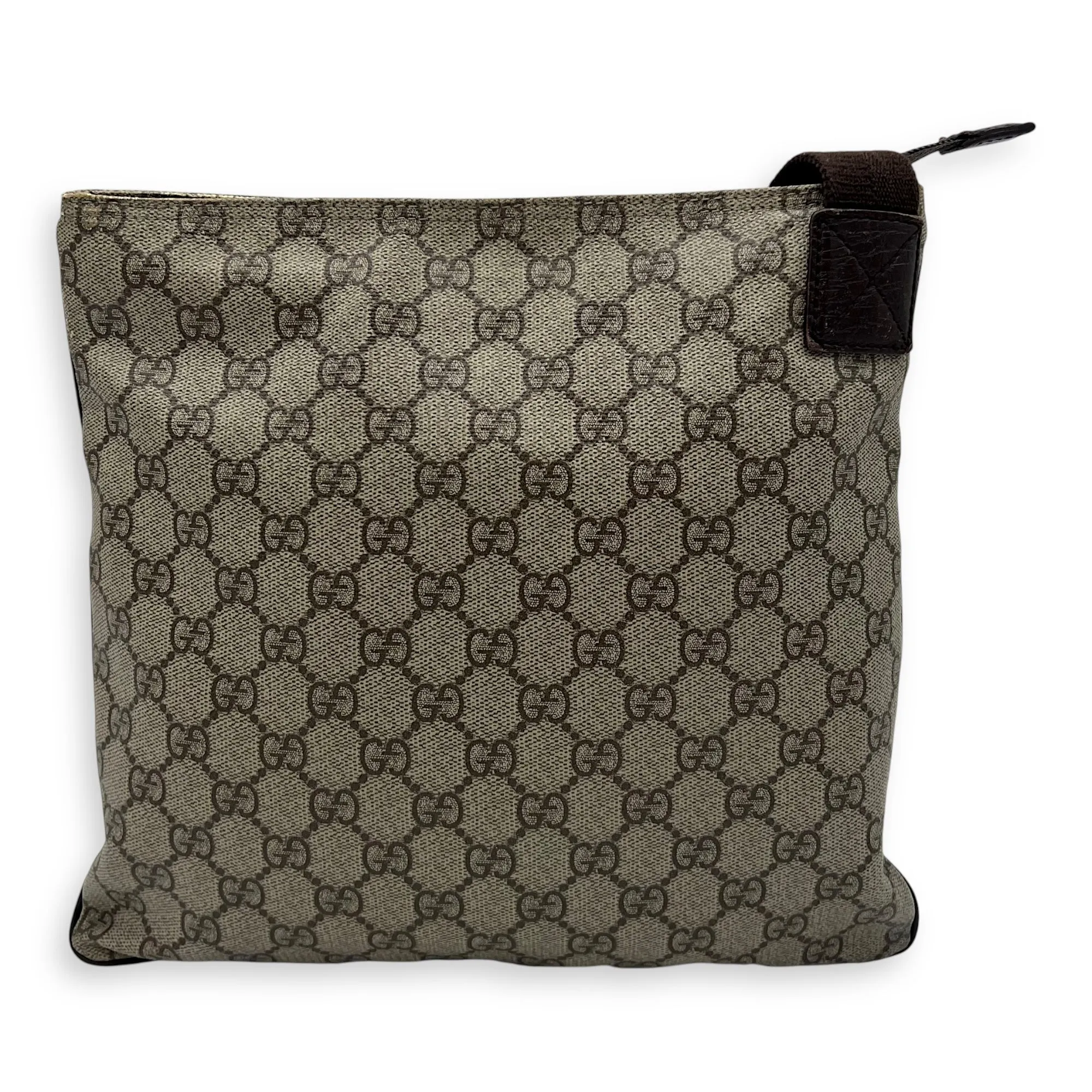 GG Supreme Brown Crossbody Bag in Coated Canvas, Silver hardware