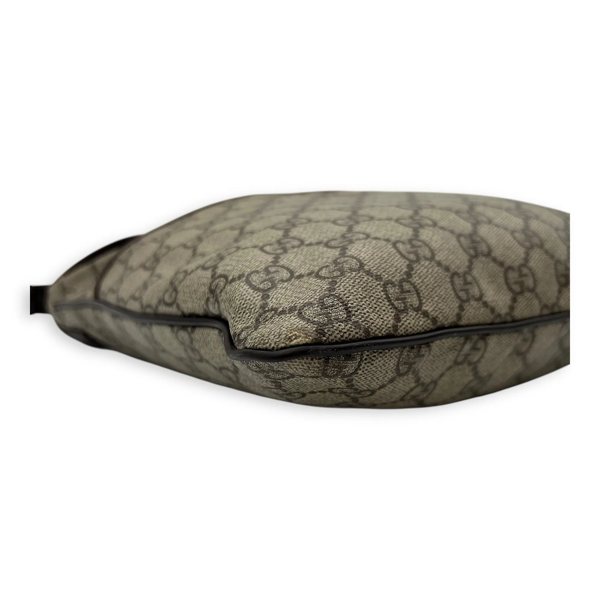 GG Supreme Brown Crossbody Bag in Coated Canvas, Silver hardware