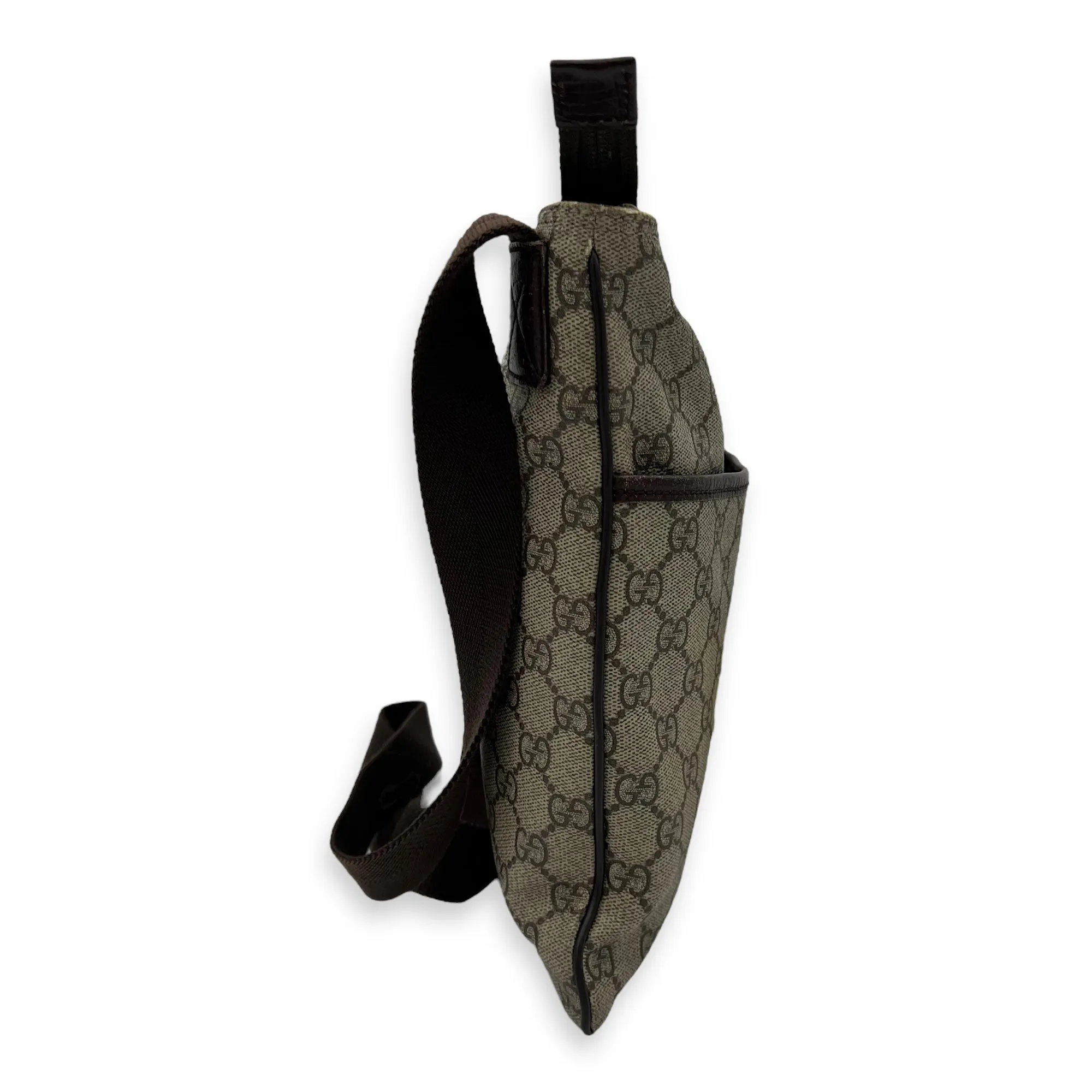 GG Supreme Brown Crossbody Bag in Coated Canvas, Silver hardware