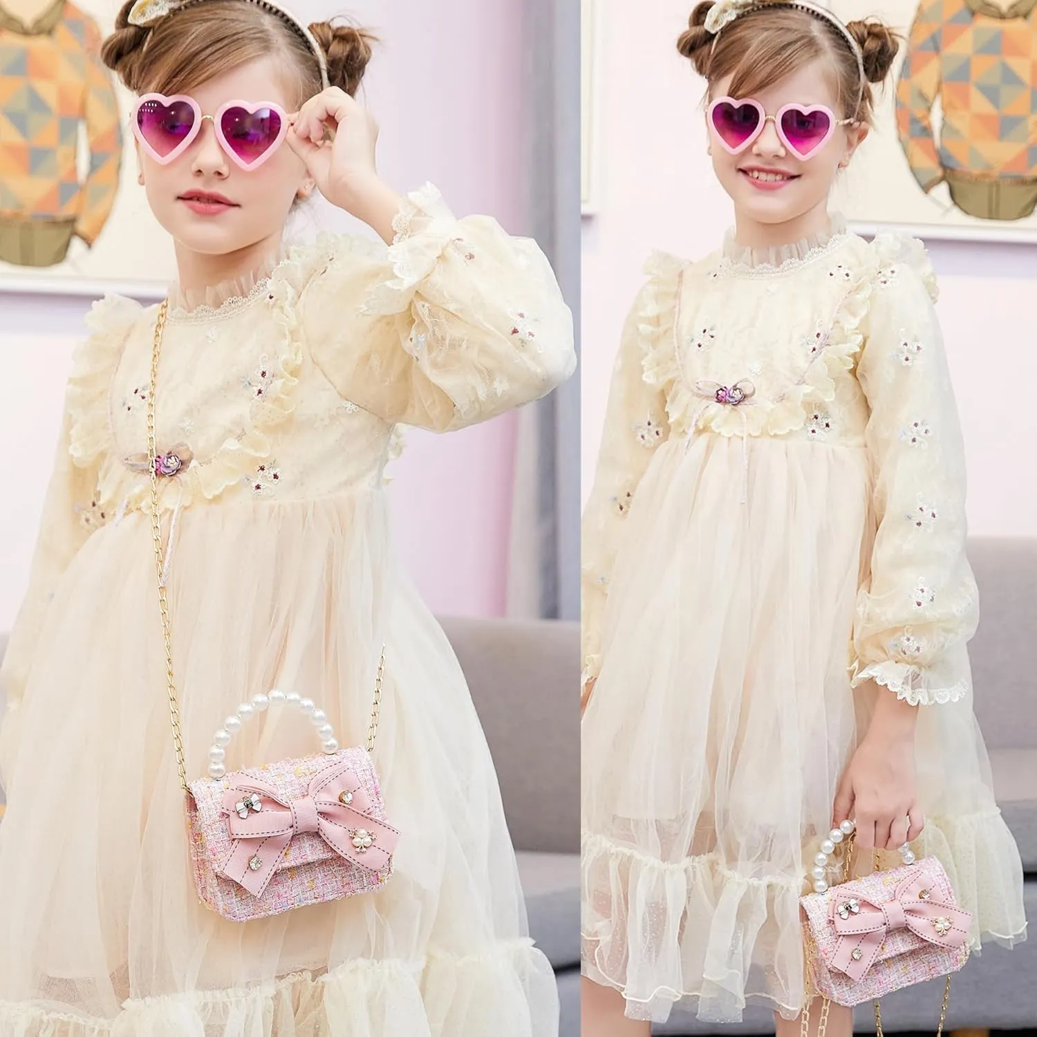 Gifts for Little Girls, Mini Kids Purses Baby Handbag Toddler Purse Sunglasses Gift Box Set Travel Shoulder Crossbody Bag