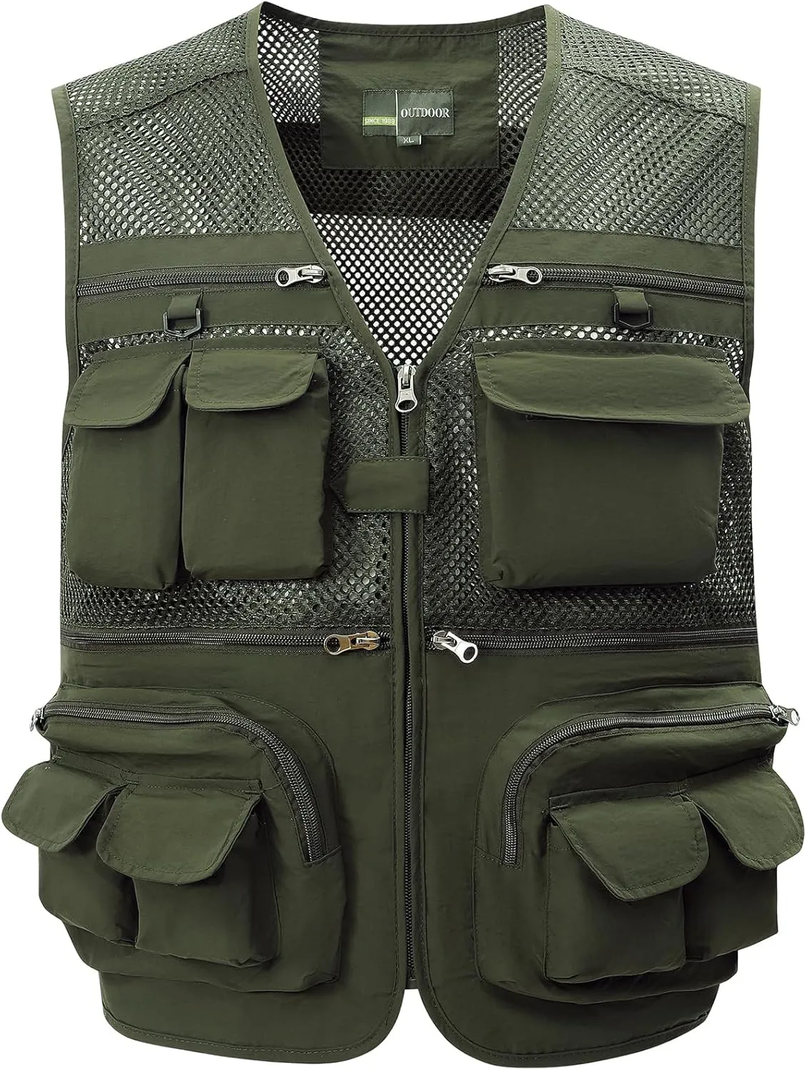 Gihuo Men's Fishing Vest Utility Safari Travel Vest with Pockets Outdoor Work Photo Cargo Fly Summer Vest