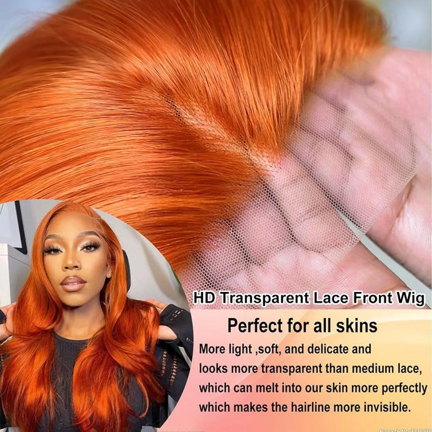 Ginger Wig Human Hair 13x4 Straight Ginger Orange Lace Front Wigs Human Hair HD Transparent Lace Frontal 350 Colored Human Hair Wig Pre Plucked With Baby Hair 180% Density 28inch