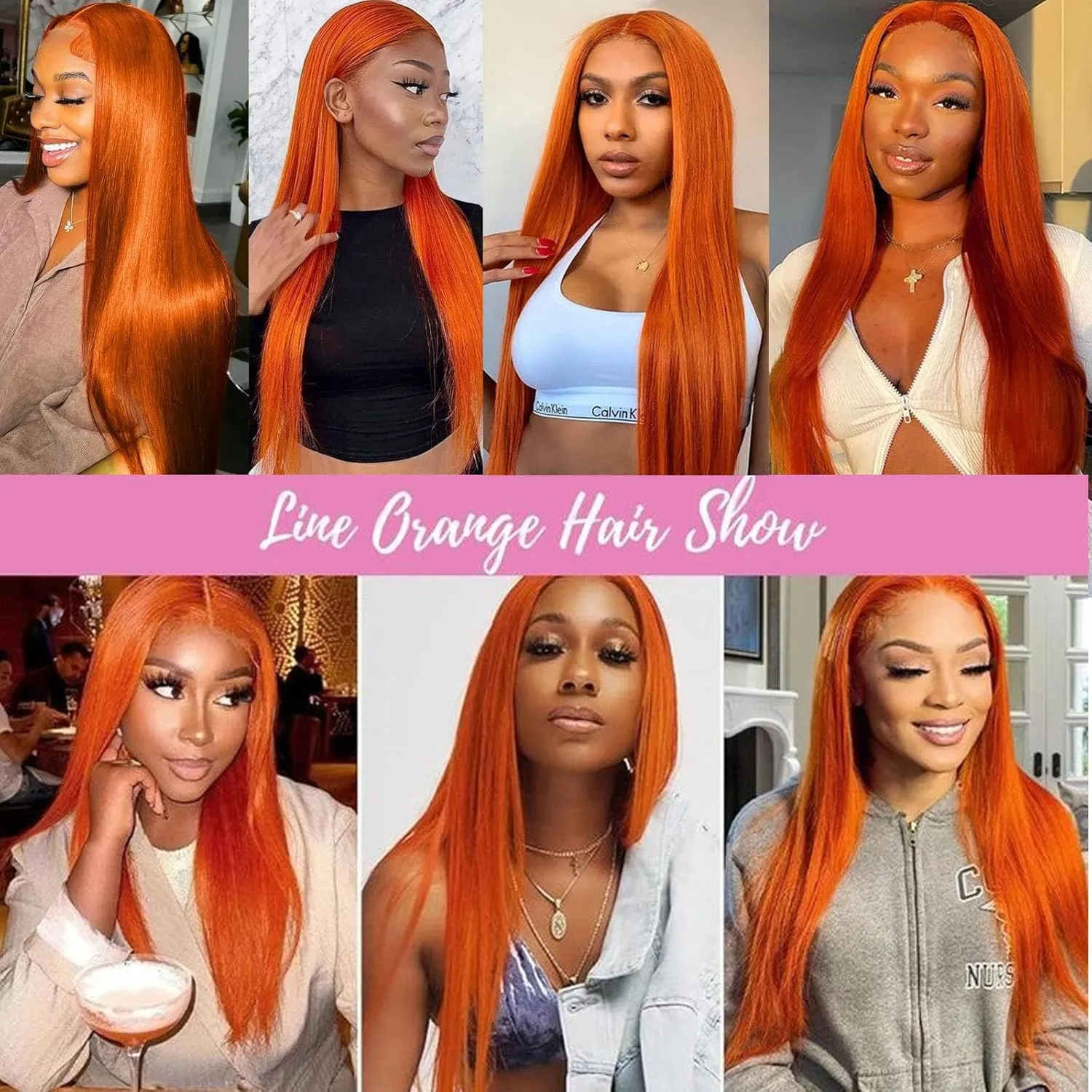 Ginger Wig Human Hair 13x4 Straight Ginger Orange Lace Front Wigs Human Hair HD Transparent Lace Frontal 350 Colored Human Hair Wig Pre Plucked With Baby Hair 180% Density 28inch