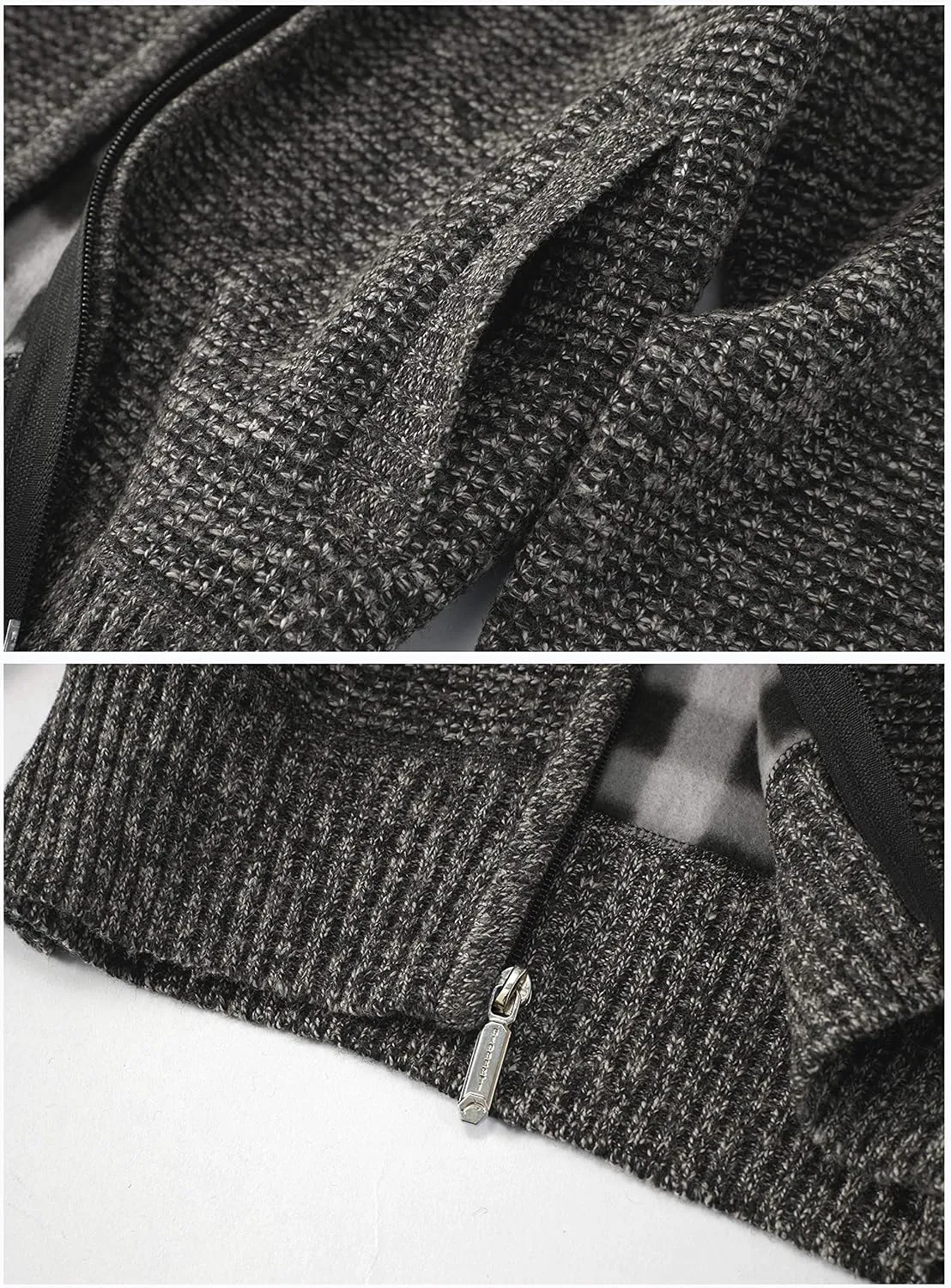 Gioberti Men's Knitted Regular Fit Full Zip Cardigan Sweater with Soft Brushed Flannel Lining