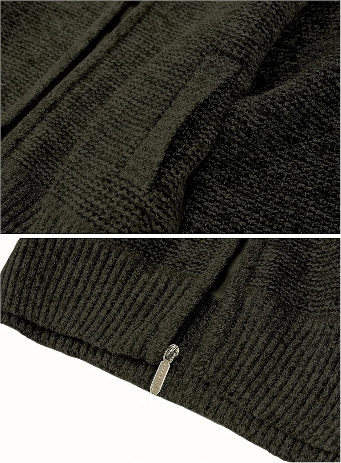 Gioberti Men's Knitted Regular Fit Full Zip Cardigan Sweater with Soft Brushed Flannel Lining
