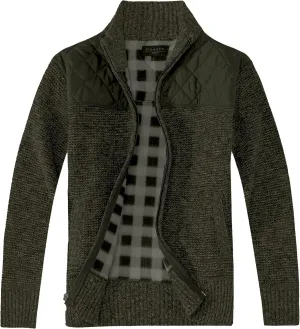 Gioberti Men's Knitted Regular Fit Full Zip Cardigan Sweater with Soft Brushed Flannel Lining