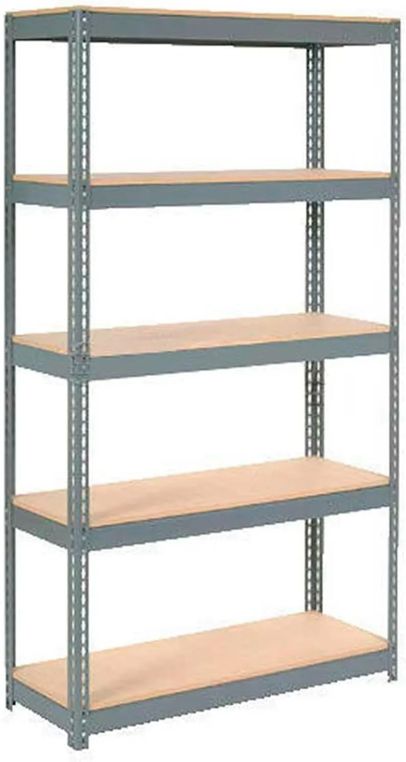 Global Industrial Boltless Extra Heavy Duty Shelving 48" W x 12" D x 60" H, 5 Shelves, Wood Deck