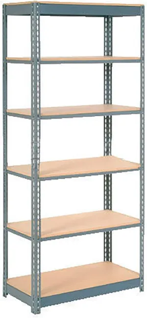Global Industrial Heavy Duty Shelving 48" W x 12" D x 72" H with 6 Shelves, Wood Deck, Gray