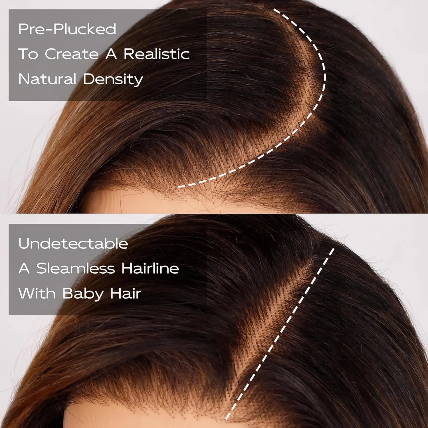 Glueless Lace Front Wig, 13X6 Synthetic HD Lace Front Wigs Body Wave Pre Plucked Highlights Ombre Flamboyage Chocolate Brown Natural Density Hairline Synthetic Lace Front Wigs For Black Women