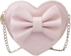 Goclothod Girls Bowknot Mini Coin Purse Heart Shape Cross Body Handbag Shoulder Bag Wallet Light Pink