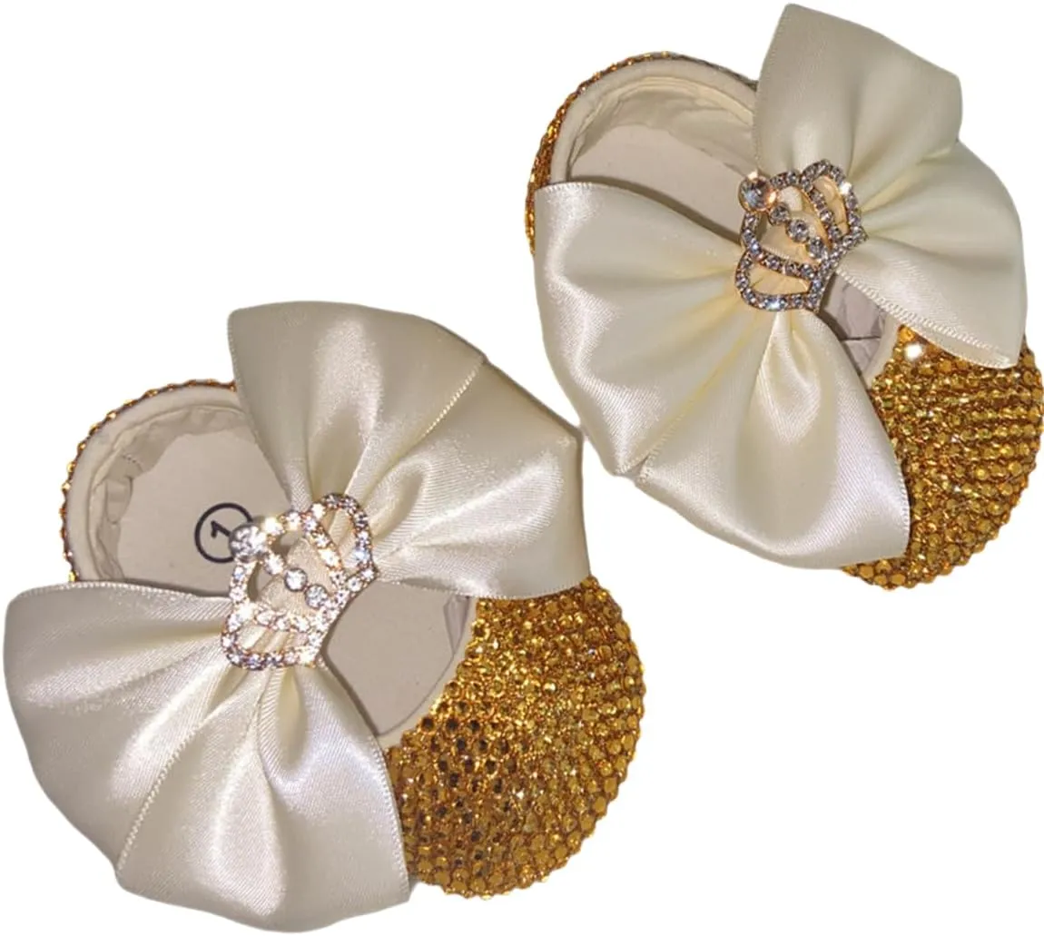 Gold Crystal Decorate Rhinestone Baby Shoes