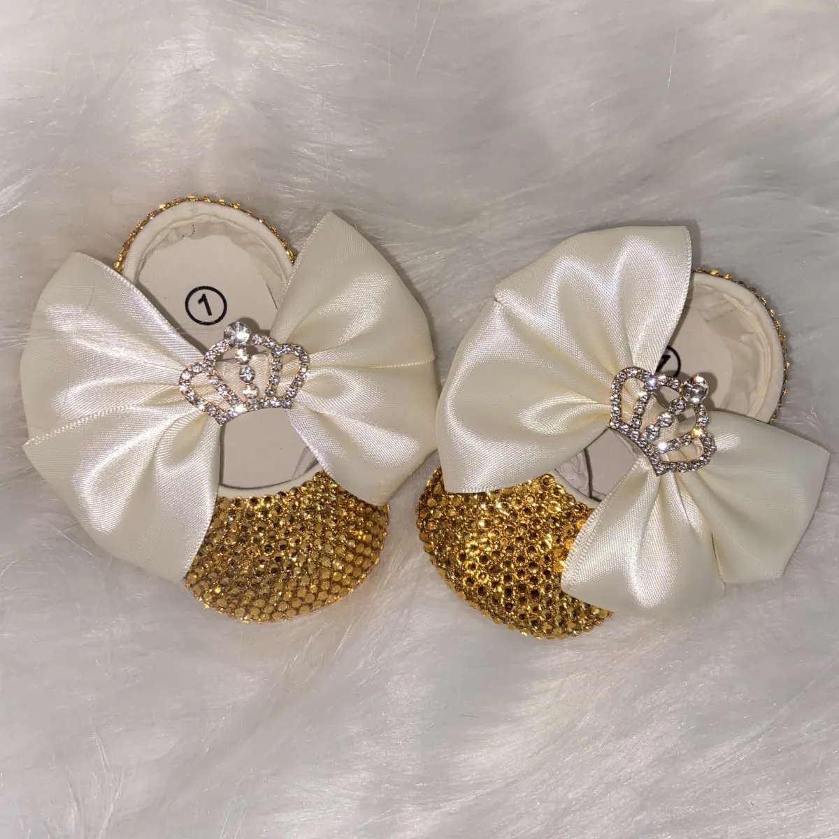 Gold Crystal Decorate Rhinestone Baby Shoes
