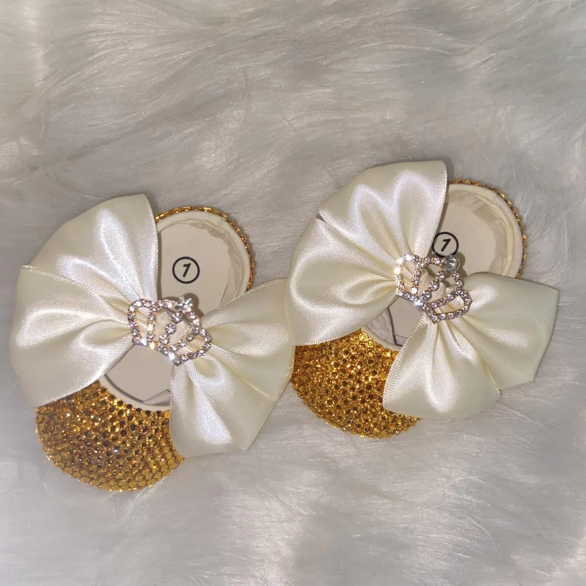 Gold Crystal Decorate Rhinestone Baby Shoes