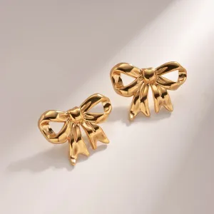 Gold Plated Bow Earrings Luxury Designer