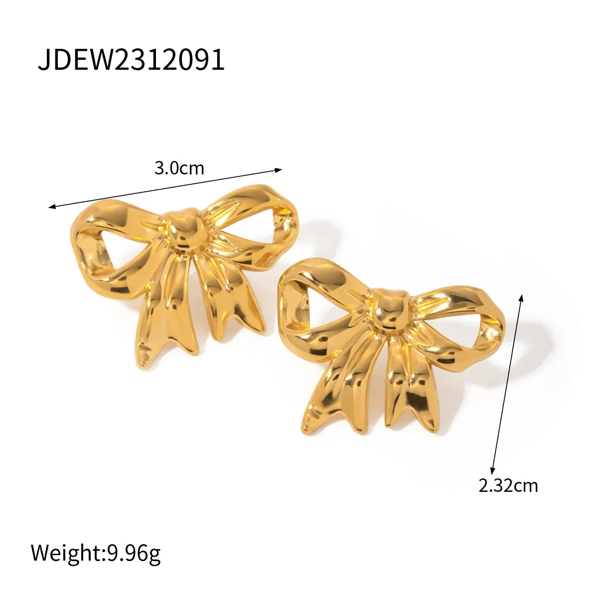 Gold Plated Bow Earrings Luxury Designer