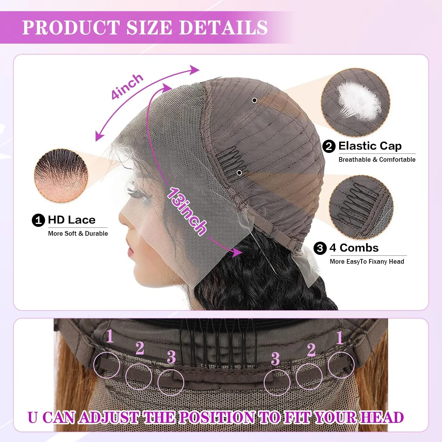 Goldfinch Highlight Ombre Lace Front Wigs Body Wave Human Hair 24 Inch 4/27 Balayage Honey Blonde 13X4 HD Lace Front Human Hair Wigs Pre Plucked with Baby Hair 180% Density Glueless Wigs for Women