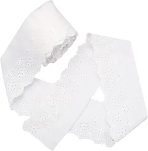 GORGECRAFT 7.5 Yards Cotton Lace Trim Eyelet Embroidery Fabric Curtain Tablecloth Slipcover Bridal DIY Clothing/Accessories for DIY Craft Sewing Wedding Decoration 80Mm Wide