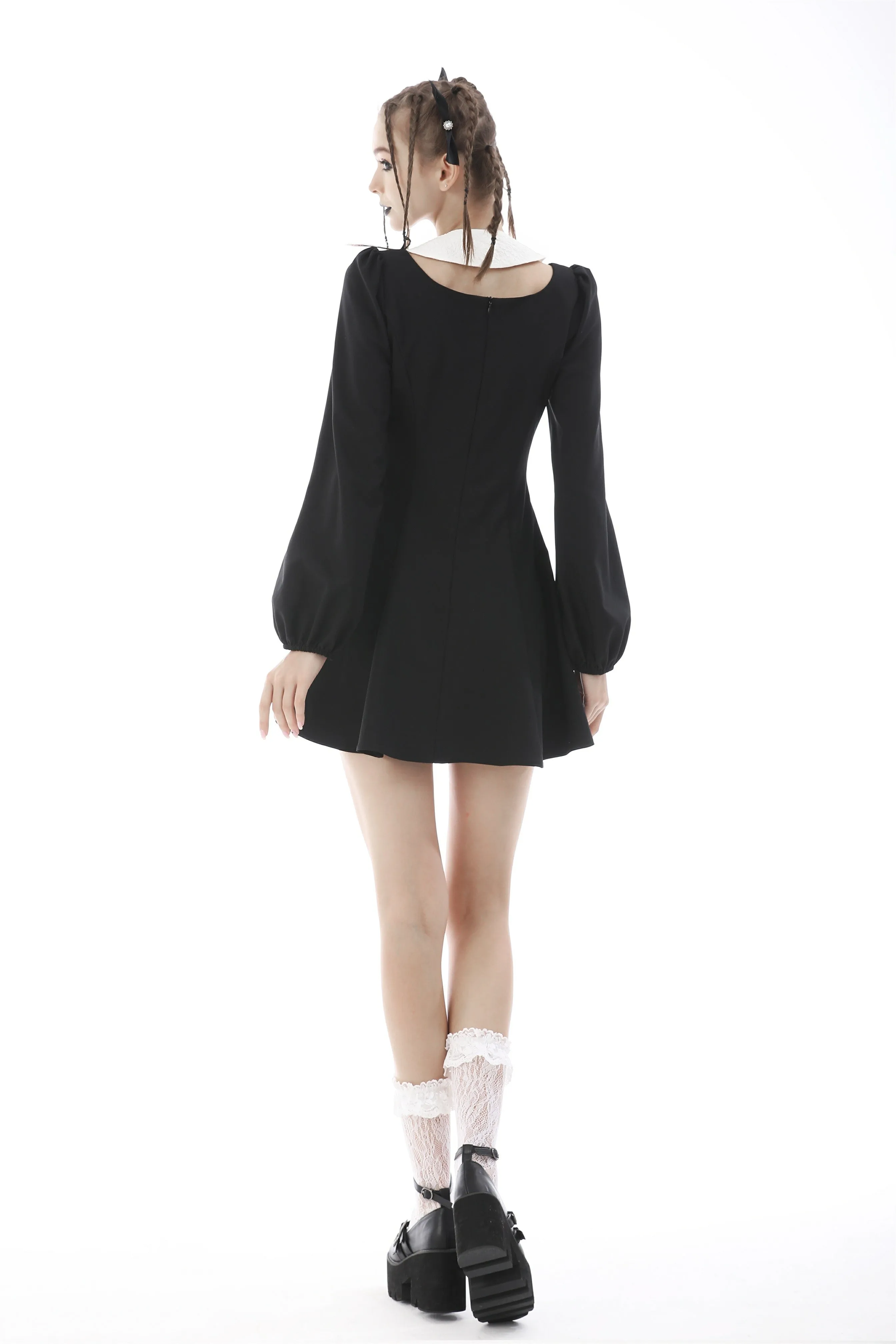 Gothic lolita black white super bowknot dress DW576