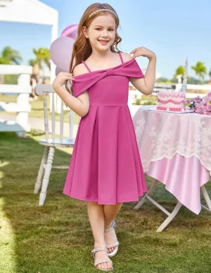 GRACE KARIN Girls Elegant Dress Off Shoulder A-Line Casual Party Dresses for 6-14 Years