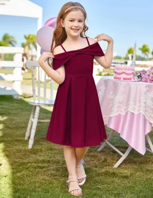 GRACE KARIN Girls Elegant Dress Off Shoulder A-Line Casual Party Dresses for 6-14 Years